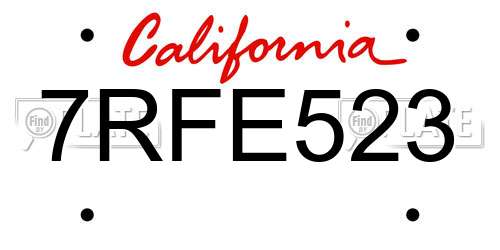 7RFE523 California License Plate