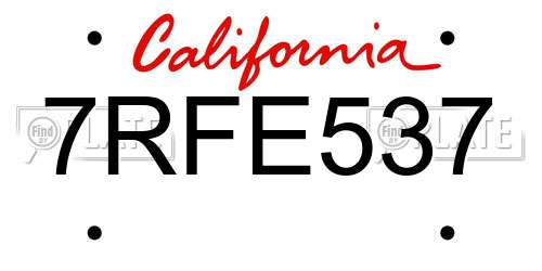 7RFE537 California License Plate