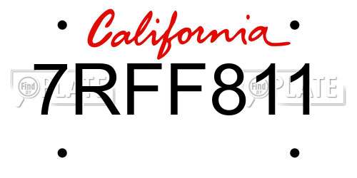 7RFF811 California License Plate