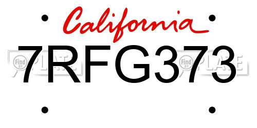 7RFG373 California License Plate