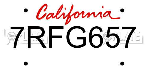 7RFG657 California License Plate