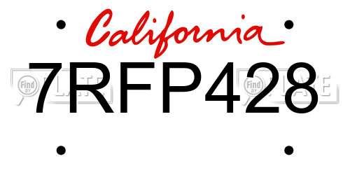 7RFP428 California License Plate