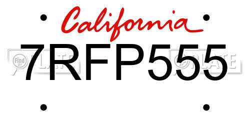 7RFP555 California License Plate