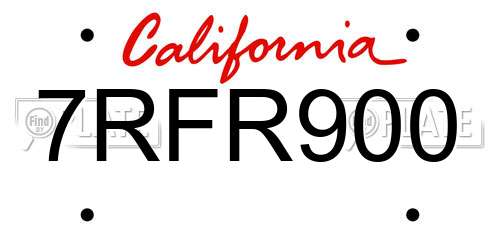7RFR900 California License Plate