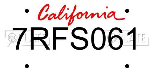 7RFS061 California License Plate
