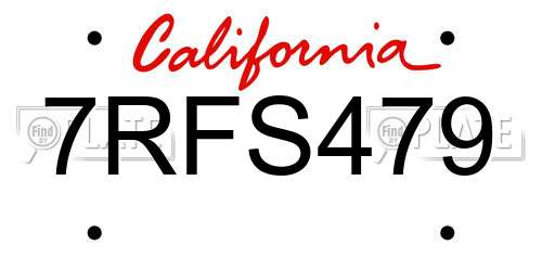 7RFS479 California License Plate