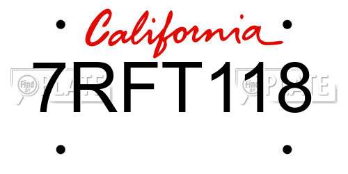 7RFT118 California License Plate