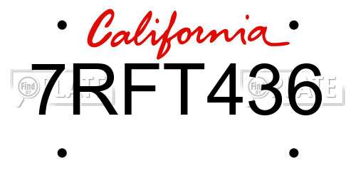 7RFT436 California License Plate