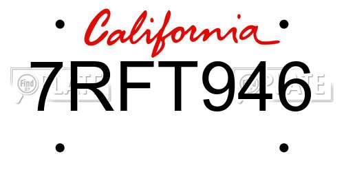 7RFT946 California License Plate