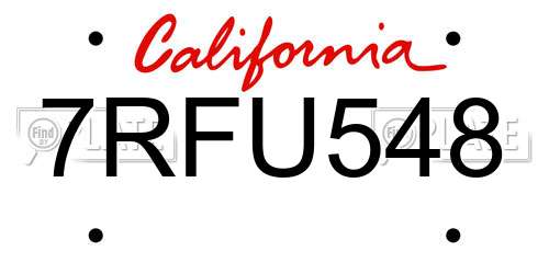 7RFU548 California License Plate