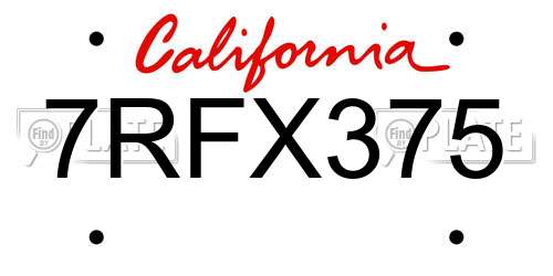 7RFX375 California License Plate