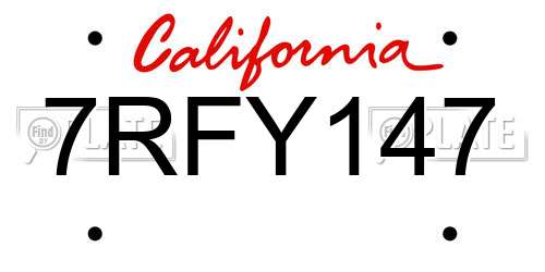 7RFY147 California License Plate