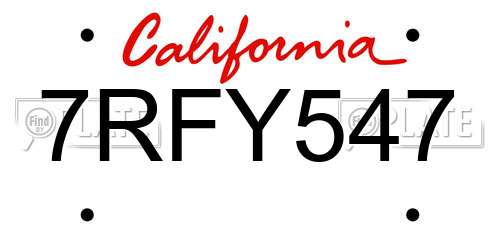 7RFY547 California License Plate
