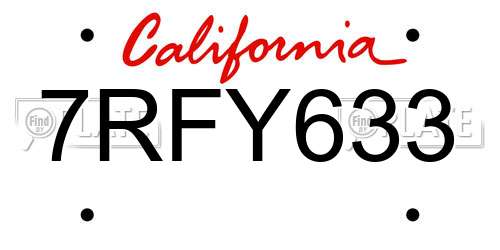 7RFY633 California License Plate
