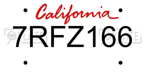 7RFZ166 California License Plate