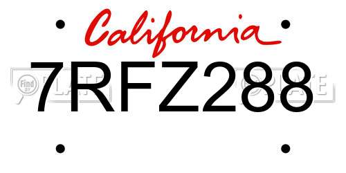 7RFZ288 California License Plate