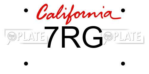 7RG California License Plate