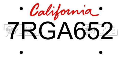 7RGA652 California License Plate