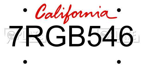 7RGB546 California License Plate