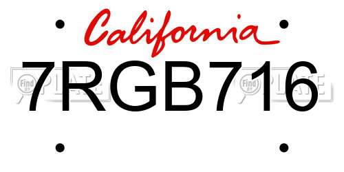 7RGB716 California License Plate