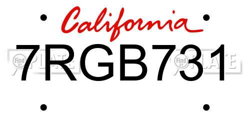 7RGB731 California License Plate