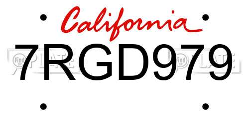 7RGD979 California License Plate