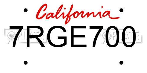 7RGE700 California License Plate