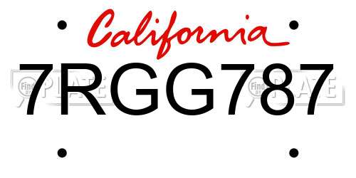 7RGG787 California License Plate