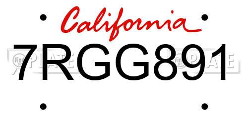 7RGG891 California License Plate