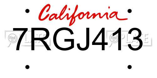 7RGJ413 California License Plate