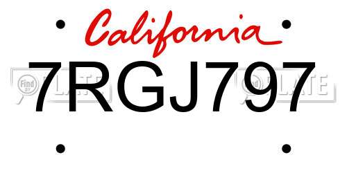 7RGJ797 California License Plate