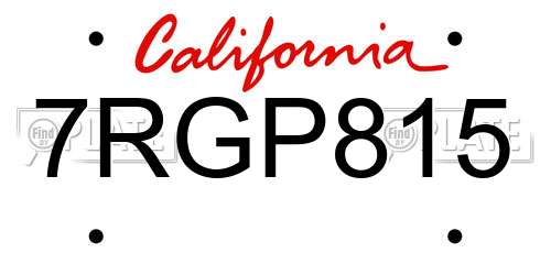 7RGP815 California License Plate