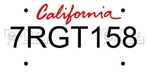 7RGT158 California License Plate