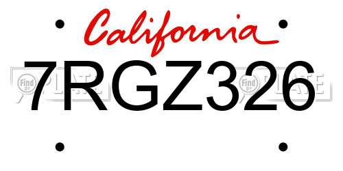 7RGZ326 California License Plate