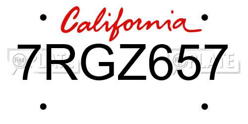 7RGZ657 California License Plate