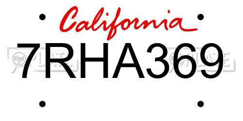 7RHA369 California License Plate