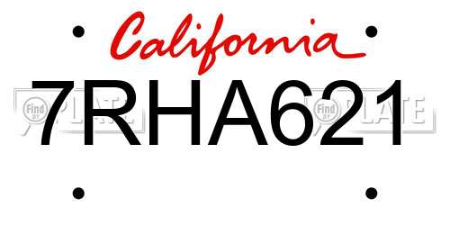 7RHA621 California License Plate