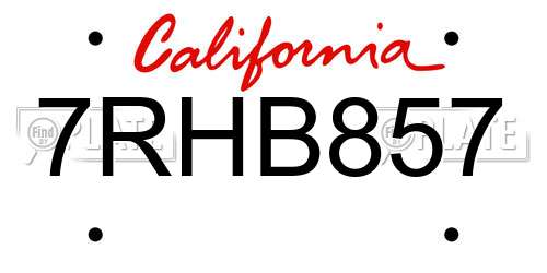 7RHB857 California License Plate