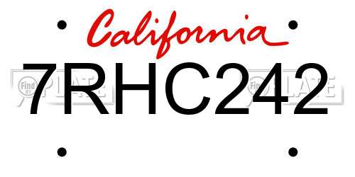 7RHC242 California License Plate