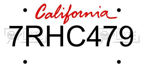7RHC479 California License Plate