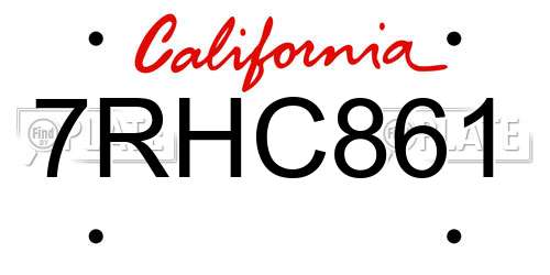 7RHC861 California License Plate