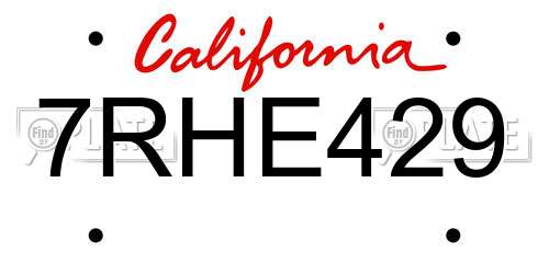 7RHE429 California License Plate