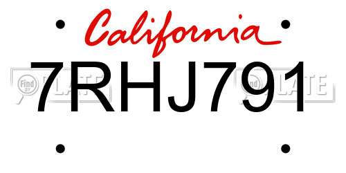 7RHJ791 California License Plate