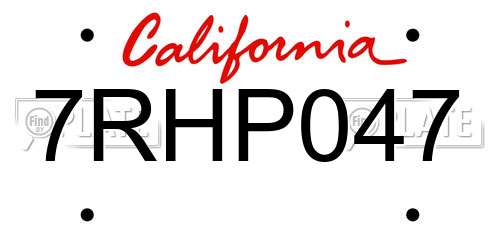 7RHP047 California License Plate