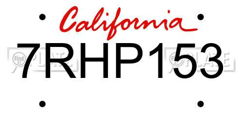 7RHP153 California License Plate