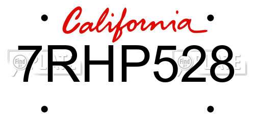 7RHP528 California License Plate