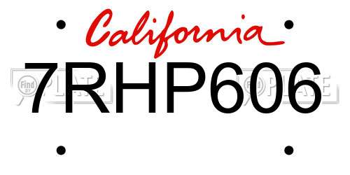 7RHP606 California License Plate