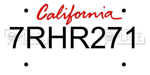 7RHR271 California License Plate