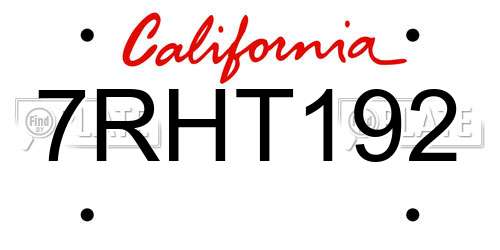7RHT192 California License Plate