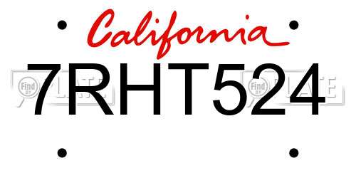 7RHT524 California License Plate